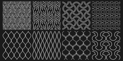 Seamless Abstract Wavy and Geometric Line Patterns Set in Modern Minimalist Style vector