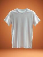 White unisex t-shirt mockup template in high detail, isolated on bold background. Great asset for fashion branding, logo placement, and commercial print-ready use. photo