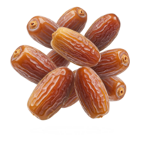 Group of dates floating on transparent background, showcasing rich texture, Ramadan Vibes png