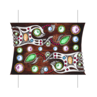 Jewelry design graphic art bangle set with fancy gem by hand drawing. png