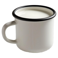 Classic Enamel Cup of Milk Rustic Kitchen and Beverage Concept Image png