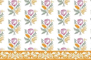 minimal embroidery artwork. floral seamless pattern. one line border sketch. drawn petal texture. botanical textile repeat. modern outline design vector
