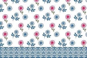 seamless floral repeat. border embroidery pattern. one line hand drawn petals. textile sketch design. botanical outline texture. minimal modern artwork vector