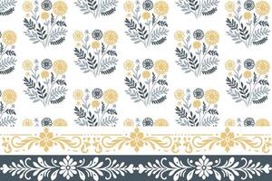 floral drawn embroidery. border pattern sketch. seamless textile artwork. one line petal design. outline botanical texture. modern repeat elements vector