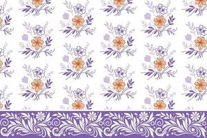 floral sketch outline. seamless embroidery repeat. one line border pattern. textile petal elements. hand drawn botanical design. elegant artwork texture vector