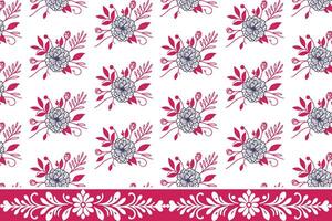 seamless petal embroidery. one line border design. botanical sketch repeat. textile drawn artwork. floral pattern texture. outline minimal elements vector