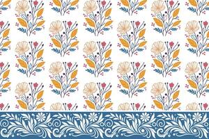 floral sketch texture. seamless embroidery pattern. border drawn outline. one line petal design. textile botanical repeat. minimal modern elements vector