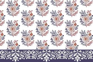 floral sketch pattern. seamless border embroidery. one line texture design. textile hand drawn petals. botanical repeat artwork. minimal outline elements vector