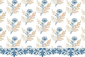 floral texture repeat. one line embroidery sketch. seamless pattern border. textile petal design. botanical outline artwork. hand drawn modern style vector