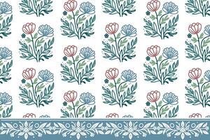 border outline pattern. embroidery floral sketch. one line repeat design. textile botanical texture. seamless hand drawn petals. modern artwork elements vector