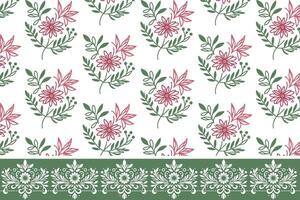 seamless textile sketch. floral border pattern. one line drawn petals. embroidery outline texture. botanical design repeat. modern hand drawn elements vector