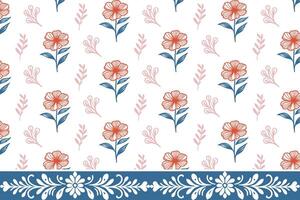 outline repeat embroidery. floral sketch texture. seamless one line design. textile botanical pattern. drawn petal elements. border modern artwork vector