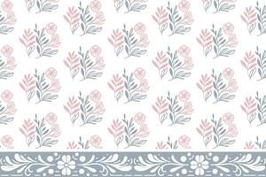 textile sketch design. border floral embroidery. minimal petal artwork. one line repeat pattern. botanical outline texture. hand drawn flower elements vector