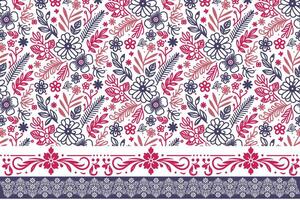 modern hand drawn pattern. floral border repeat. one line embroidery sketch. outline petals texture. seamless textile background. botanical minimal design vector