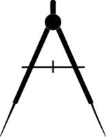 Black drawing compass displays precise engineering, technical work, and architectural accuracy for geometry vector
