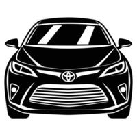 Front view of an iconstyle car with headlights and grille features bold monochrome fill vector