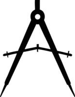 Black compass instrument with needle points and a small adjustment wheel is displayed vector