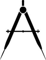 Black compass for precise measurement and geometric construction is displayed over a white backdrop vector