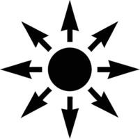 Black circle projects outward with eight arrows pointing away from its center vector
