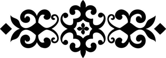 Elegant floral scrolls and diamond shapes form a symmetrical decorative motif in black vector