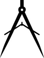 An Architect's drawing compass is featured in stark black against a plain background vector