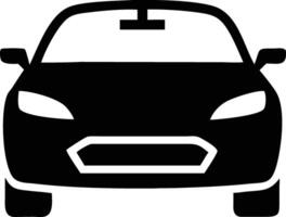 Front view displays solid black car with headlights, grill, and side mirrors vector