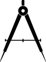 Black drawing compass with pivot and adjustment screw is isolated on a white backdrop vector