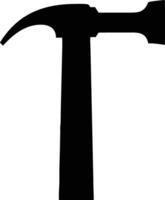 The strong black silhouette shows a simplistic design of a hammer, a quintessential tool vector