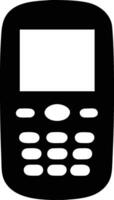 A simple black cellular telephone shows a keypad beneath the rectangular screen area vector
