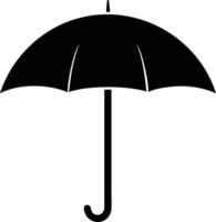 Simple black umbrella with a curved handle stands alone on a white background vector