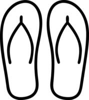Simple outlined pair of flip flops icon stands alone, ready for summer adventures vector