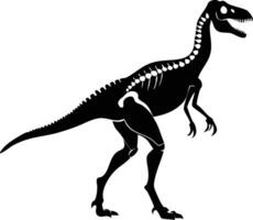 art shows a black dinosaur with visible skeletal elements over a white background vector