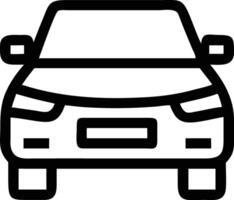 Simple line art icon showcases the car's front view against a solid background vector