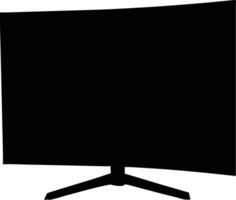 Sleek, solid black curved computer monitor rests elegantly on its angular stand on a plain background vector
