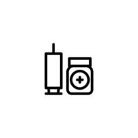 plastic medical syringe outline icon design good for web or mobile app vector