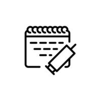 Vaccine and calendar outline icon design good for web or mobile app vector