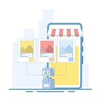 AI-powered chatbot concept for personalized shopping, enhanced customer experience, personalized product recommendations, and e-commerce support. smart assistant. vector