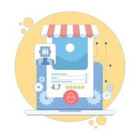 AI concept enhances customer experience. Personalized predictive product recommendations, martech and AI using data analytics and machine learning marketing. Modern design illustration. vector