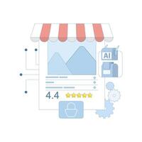 AI concept enhances customer experience. Personalized predictive product recommendations, martech and AI using data analytics and machine learning marketing. Modern illustration. vector
