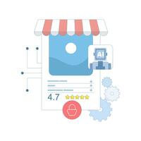 AI concept enhances customer experience. Personalized predictive product recommendations, martech and AI using data analytics and machine learning marketing. Flat illustration. vector
