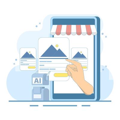AI-powered chatbot concept for personalized shopping, enhanced customer experience, personalized product recommendations, and e-commerce support. smart assistant. Flat design illustration.