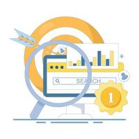 Concept Data Analysis. Competitive monitoring tracks business strategies, market trends, and competitor performance. Business intelligence data analysis. Competitor analysis. Flat design illustration. vector