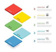 infographics 5 data step to success template. Illustration abstract background. vector