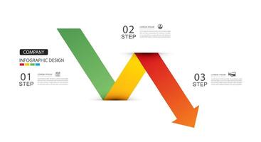 Infographics arrow from green to red layout template. Illustration business stocks abstract background. vector