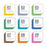 infographics 9 data button square template. Illustration abstract background. vector