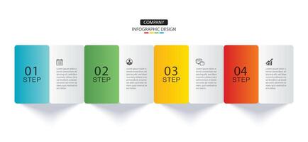 infographics 4 data tab paper layout template. Illustration business abstract background. vector
