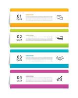 4 data infographic rectangles tab index template. Illustration business abstract background. vector