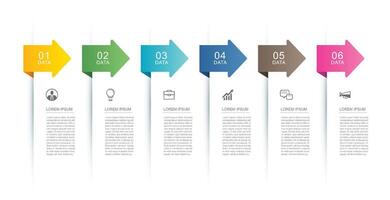 6 data infographic tab index with arrows layout template. Illustration business abstract background. vector