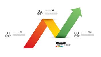 Infographics arrow from red to green layout template. Illustration business stocks abstract background. vector