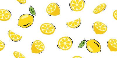 Lemonade slices seamless pattern cartoon summer background. vector